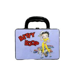 Rare Betty Boop Blue Drive Thru Tin‎ Lunch Box 1996 Vintage Cartoon Bikercore